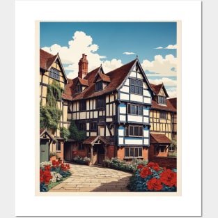 Shakespeare's Birthplace Stratford-upon-Avon Vintage Travel Tourism Poster Art Posters and Art